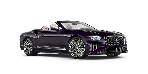 宾利广州—珠江新城 Bentley New Continental GTC Mulliner convertible front three quarter view in Damson paint with 22 inch Mulliner painted and polished wheel